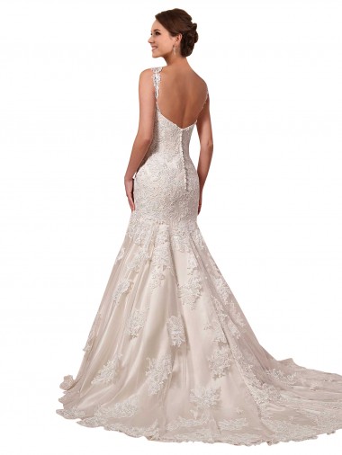 Open Back Mermaid Tulle Wedding Dress with Lace Bodice Canada