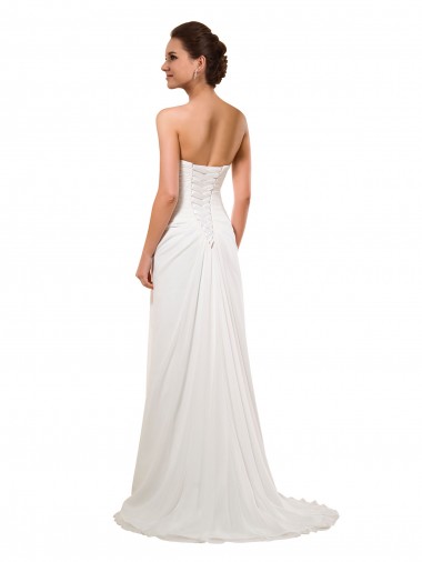 Sweetheart Neckline Chiffon Wedding Dress with Criss-Cross Ruched Bodice Canada