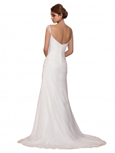 V-Neck Sheath Chiffon Wedding Dress with Straps Canada