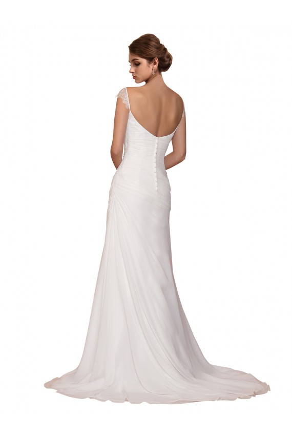 V-Neck Sheath Chiffon Wedding Dress with Straps Canada