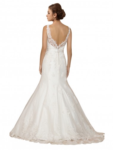 Sweethart V-Neckline Lace Wedding Dress with Shoulder Straps Canada