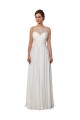 Illusion Neck A-Line Chiffon Beach Wedding Dress with Lace Halter Neckline