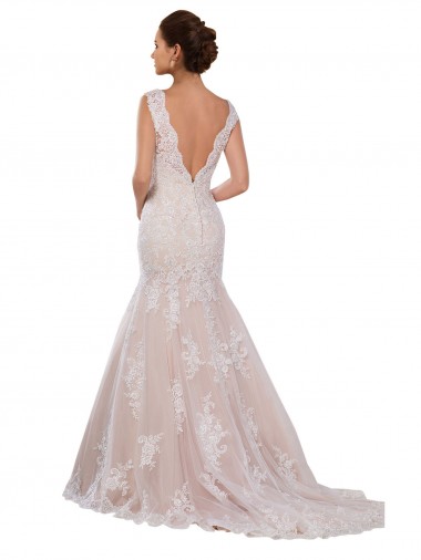 Classic Fit and Flare V-Neck Mermaid Lace Wedding Dress Canada