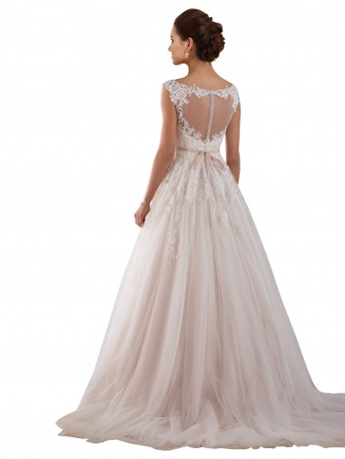 Illusion Sweetheart Neck Ball Gown Tulle Wedding Dress with Lace Bodice Canada