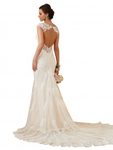 Modern Chapel Train Sweetheart Mermaid Lace Wedding Dress with Keyhole Back Canada