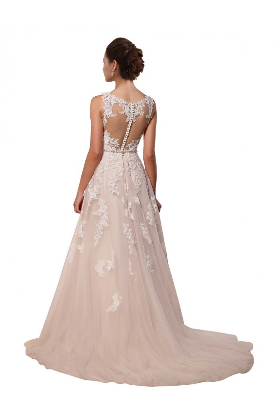 Sweetheart A-Line Tulle Wedding Dress with Lace Illusion Back