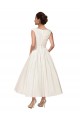 V-Neck A-Line Short Ankle Length Satin Wedding Dress