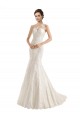 Illusion Neck Mermaid All Over Lace Wedding Dress