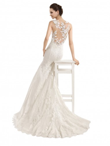 Illusion Neck Mermaid All Over Lace Wedding Dress Canada