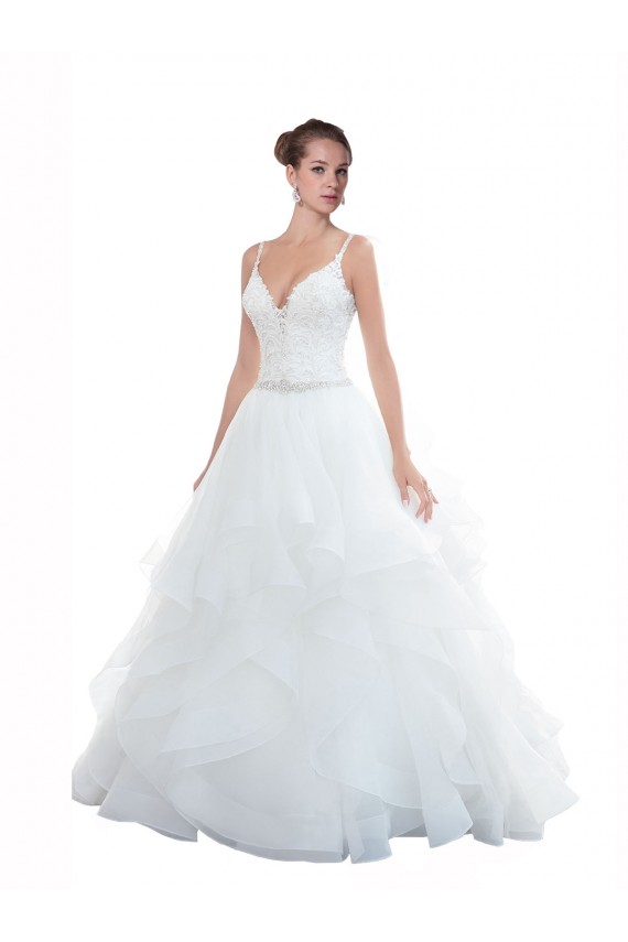Spaghetti Straps Ball Gown Beach Wedding Dress with Lace Bodice Canada