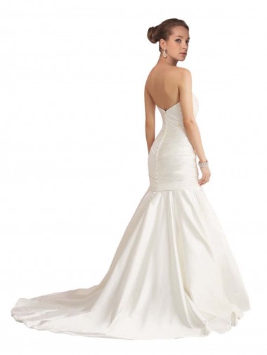 Strapless Mermaid Ruched Satin Beach Wedding Dress with Low Back Canada