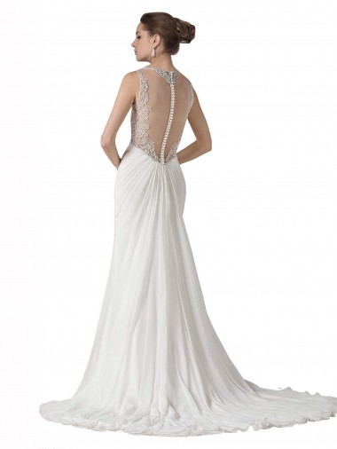 Sweetheart Sheath Chiffon Beach Wedding Dress with Beaded Belts Canada