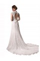 Halter V-Neck Mermaid Lace Wedding Dress with Keyhole Back