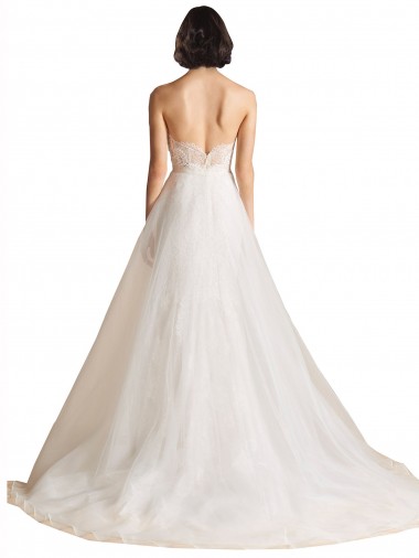 Strapless Sweetheart Lace Bodice A-Line Organza Wedding Dress Canada