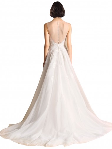 Illusion Neck A-Line Organza Wedding Dress Canada