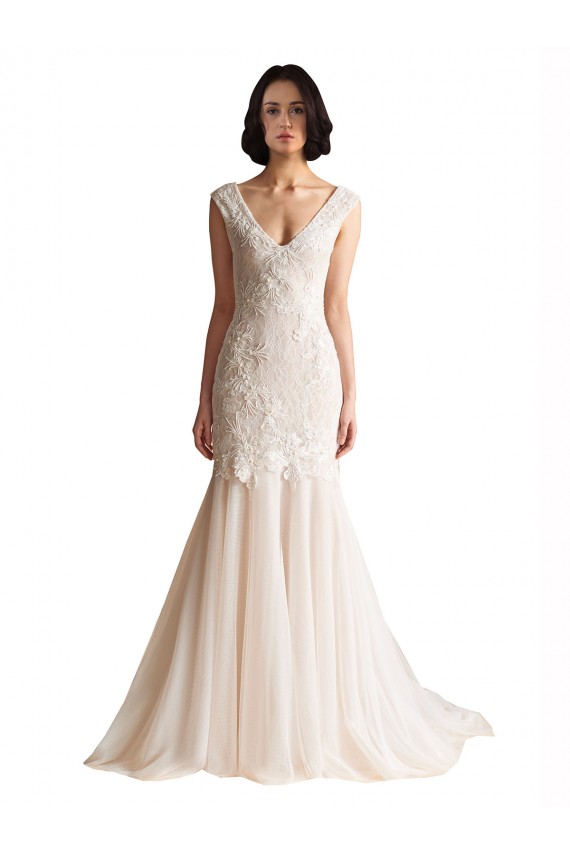 V-Neck Mermaid Tulle Wedding Dress