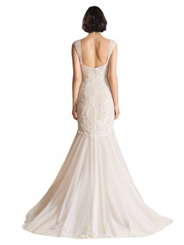 V-Neck Mermaid Tulle Wedding Dress Canada