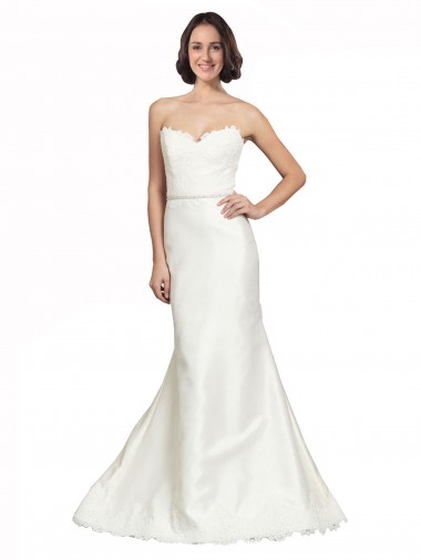 Shop Trumpet Satin Wedding Dress with Sweetheart Lace Bodice Canada