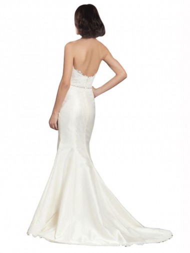 Trumpet Satin Wedding Dress with Sweetheart Lace Bodice Canada