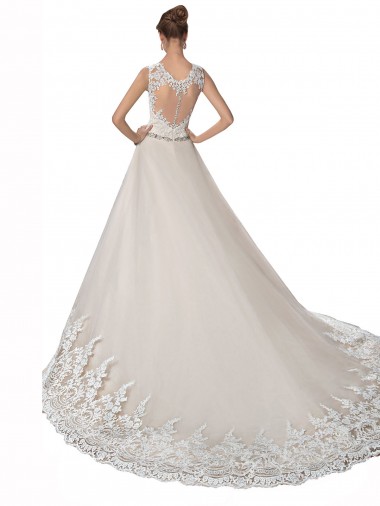 Sweetheart Cap Sleeves Tulle Lace Wedding Dress Canada