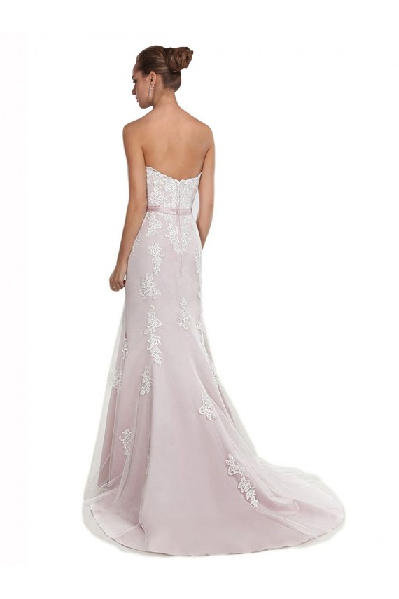 Strapless Mermaid Tulle Lace Beach Wedding Dress with Belt Canada