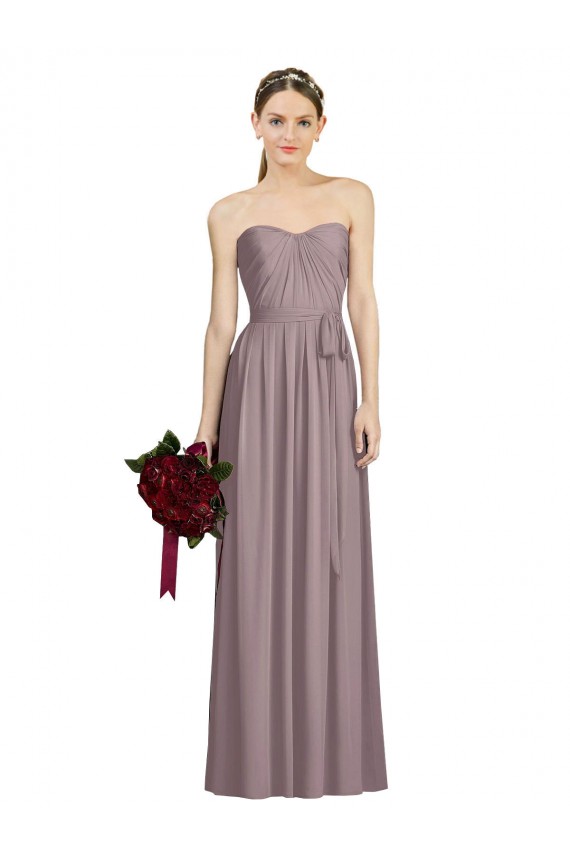 Sweetheart Neckline Long Full Length Chiffon Bridesmaid Dress Canada