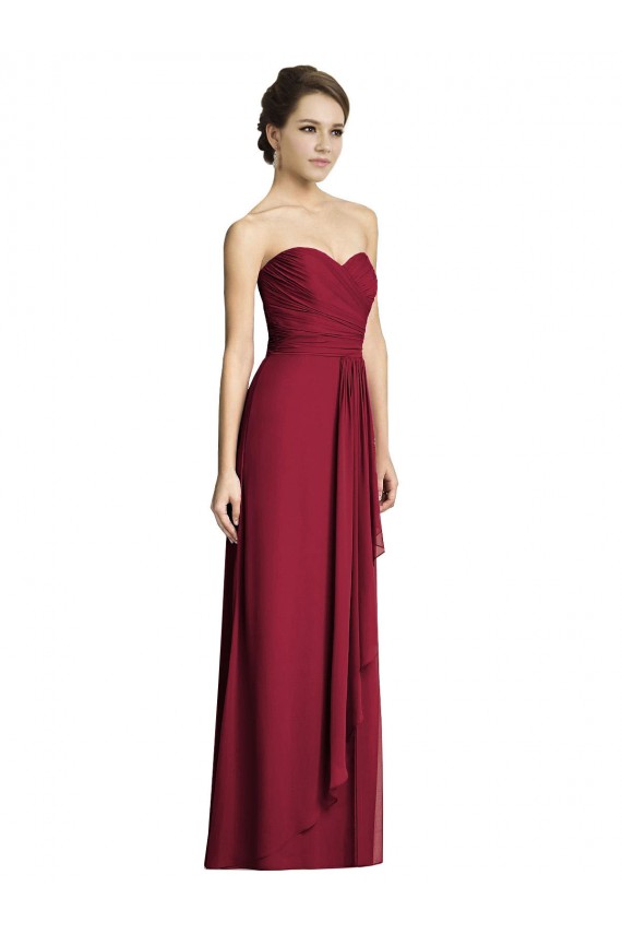 Long Strapless Chiffon Bridesmaid Dress with Side Slit Canada