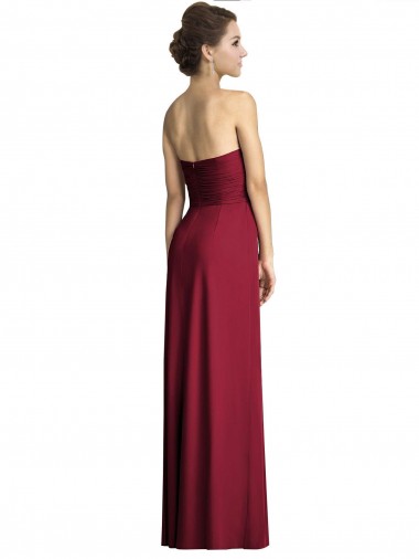 Long Strapless Chiffon Bridesmaid Dress with Side Slit Canada