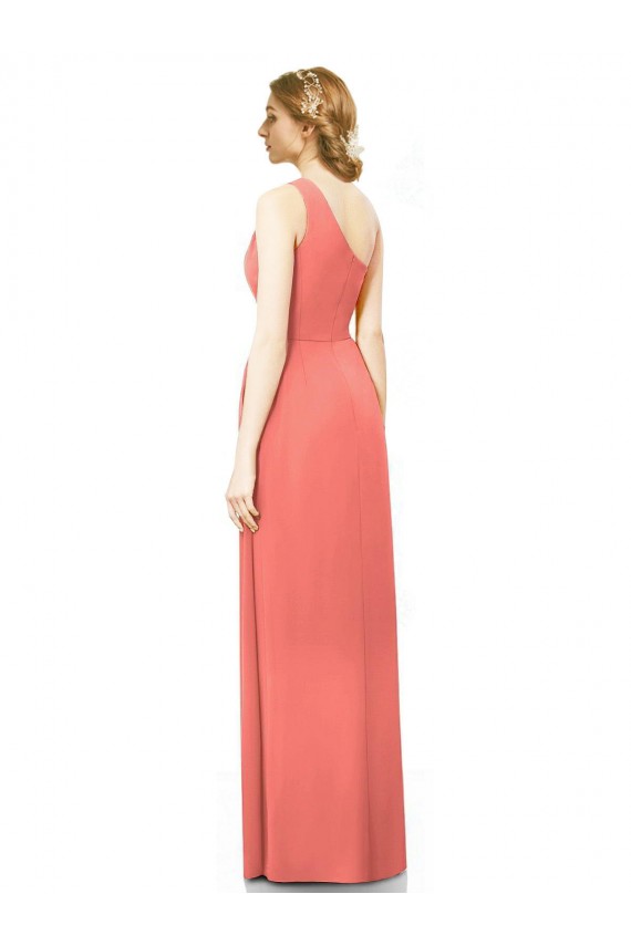 Draped Full Length One Shoulder Chiffon Bridesmaid Dress Canada