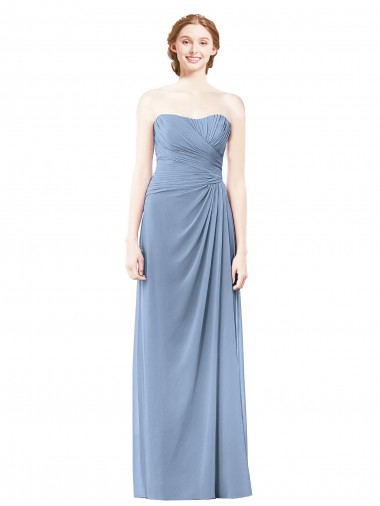 Shop Strapless Long Chiffon Bridesmaid Dress with Sweetheart Neckline Canada