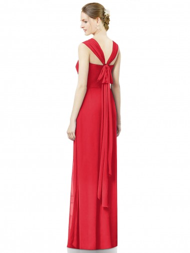 Long Chiffon Bridesmaid Gown with Neckline Straps Canada
