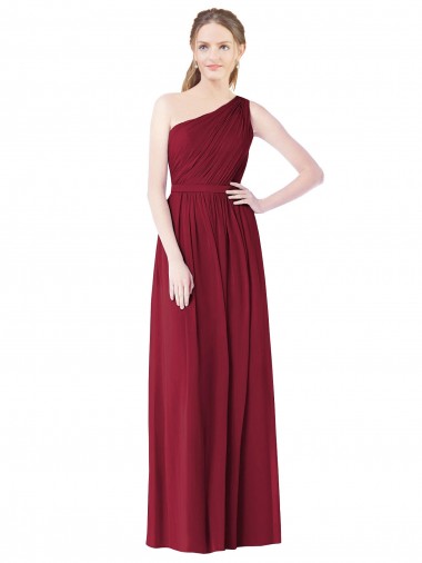 One Shoulder Full Length Long Chiffon Bridesmaid Dress. Canada