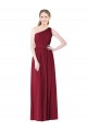 One Shoulder Full Length Long Chiffon Bridesmaid Dress.