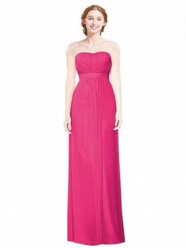 Shop Full Length Strapless Long Chiffon Dress with Waistband Canada