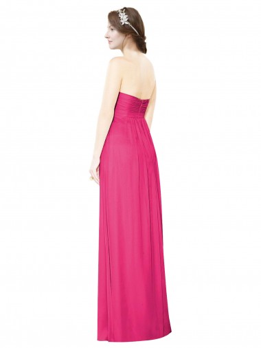 Full Length Strapless Long Chiffon Dress with Waistband Canada
