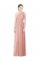 One Shoulder Long Chiffon Bridesmaid Dress with Shirred Waistband Canada