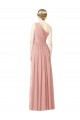 One Shoulder Long Chiffon Bridesmaid Dress with Shirred Waistband Canada