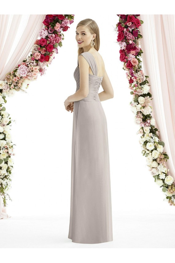 Full Length Lux Chiffon Dress with Draped Bodice And Shirred Straps Canada