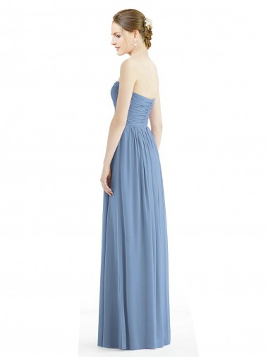 Strapless Long Chiffon Dress with Sweetheart Neckline And Draped Bodice Canada