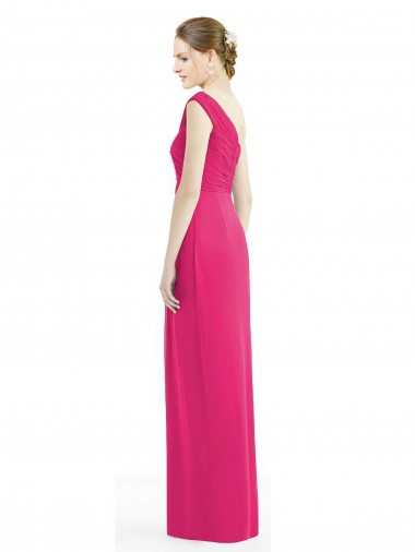 One Shoulder Long Chiffon Bridesmaid Dress Canada
