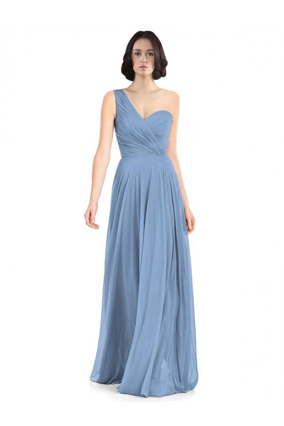 One Shoulder Long Chiffon Bridesmaid Dress with Sweetheart Bodice Canada