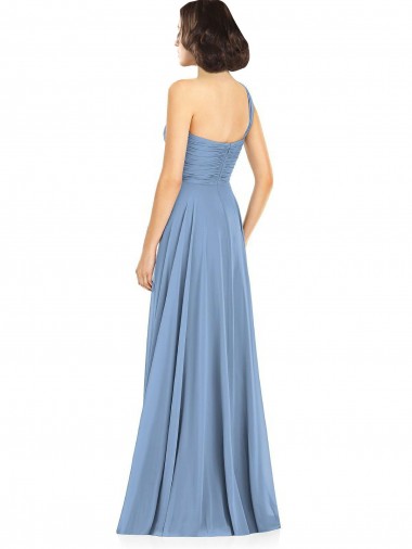 One Shoulder Long Chiffon Bridesmaid Dress with Sweetheart Bodice Canada