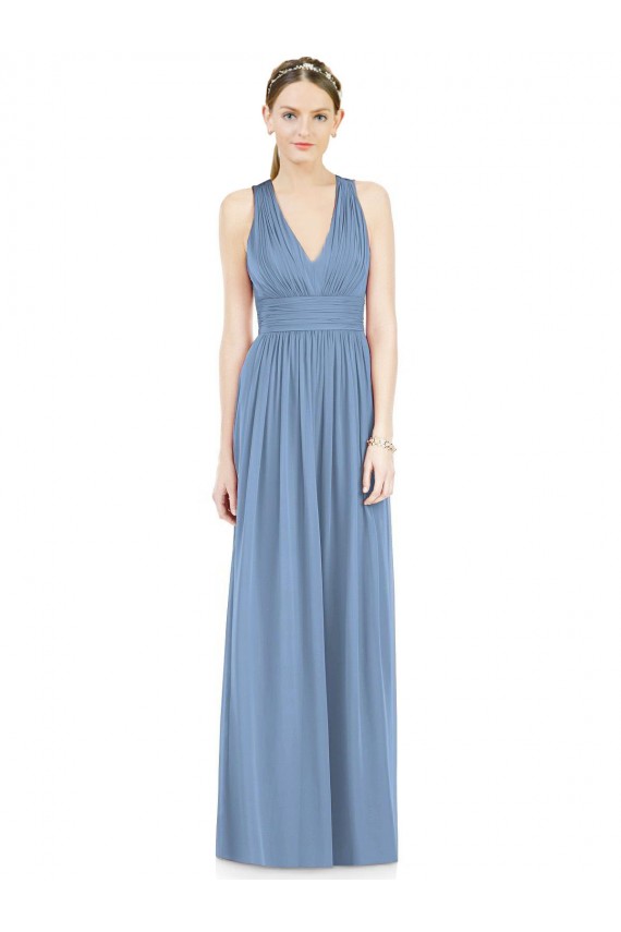Sleeveless Cross Strap Back Chiffon Bridesmaid Dress Canada