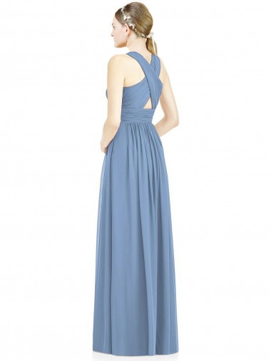 Sleeveless Cross Strap Back Chiffon Bridesmaid Dress Canada