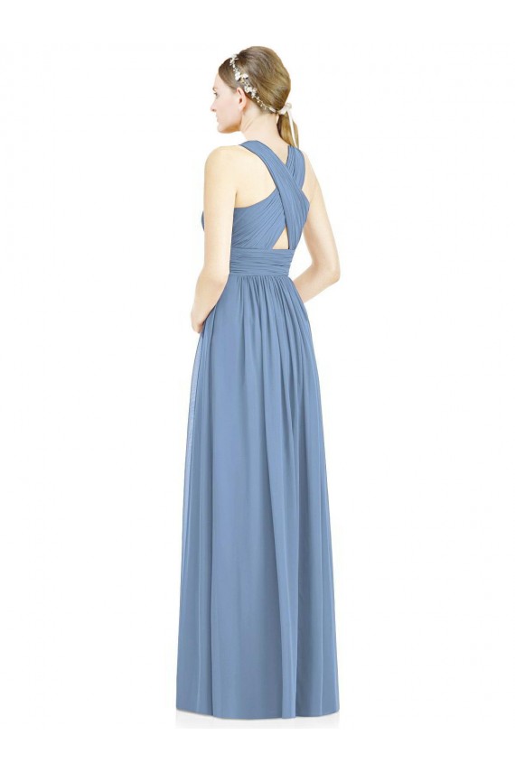 Sleeveless Cross Strap Back Chiffon Bridesmaid Dress Canada