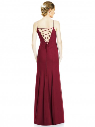 High Square Trumpet Chiffon Bridesmaid Dress with Lace-Up Open Back Canada
