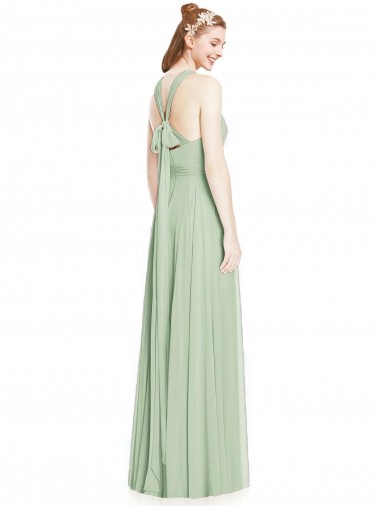 Open Back Halter Chiffon Bridesmaid Dress with Flowy Bow Canada
