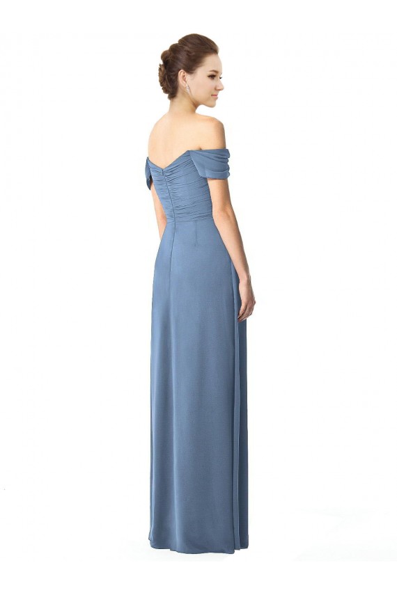 Off the Shoulder Chiffon Bridesmaid Dress with Draped Bodice Canada