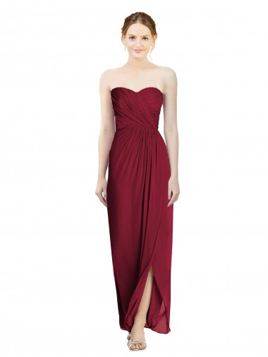 Shop Strapless Sweetheart Long Chiffon Bridesmaid Dress Canada