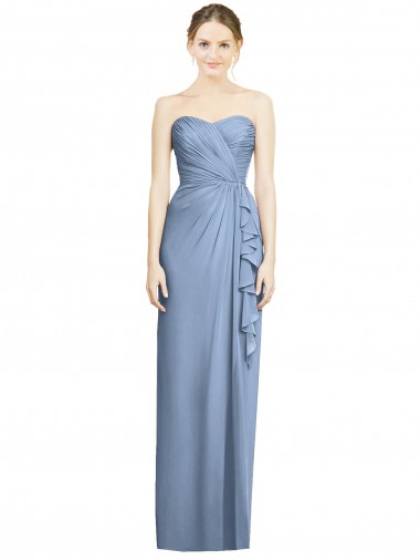 Shop Strapless Full-Length Chiffon Bridesmaid Dress with Front Slit Canada